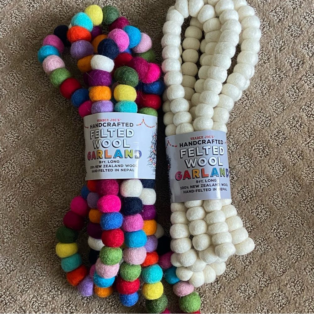 NWT Trader Joe’s felted wool garland 1 multi color - Picture 1 of 4